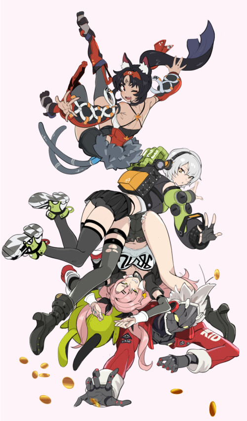  nicole demara anby demara amillion nekomiya mana and billy kid zenless zone zero drawn by niihatigo