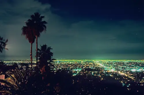 Night view from Mulholland Drive, Los Angeles, 1981 (Photo by Willy Spiller) Graded