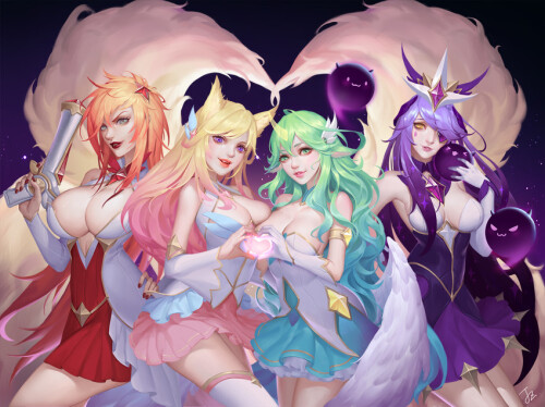  ahri soraka miss fortune syndra star guardian soraka and 3 more league of legends drawn by jz sampl