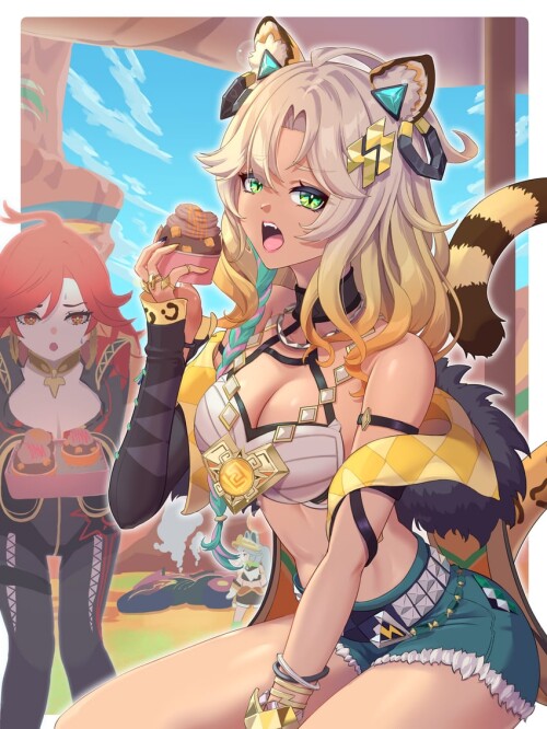  mavuika xilonen and kachina genshin impact drawn by hareteruya sample 7df5d77df4e24581445e5008da1eb