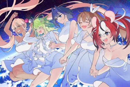  ouro kronii nanashi mumei hakos baelz ceres fauna and tsukumo sana hololive and 1 more drawn by sin