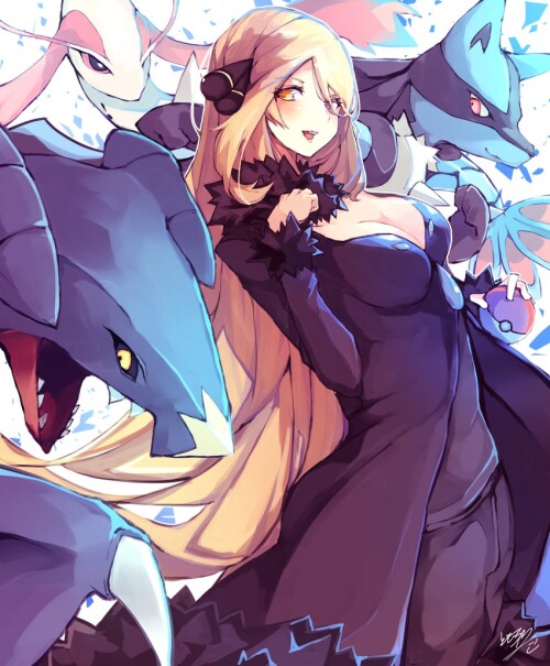  cynthia lucario garchomp and milotic pokemon and 2 more drawn by tomochi tmc tmc8 sample a954b6e487