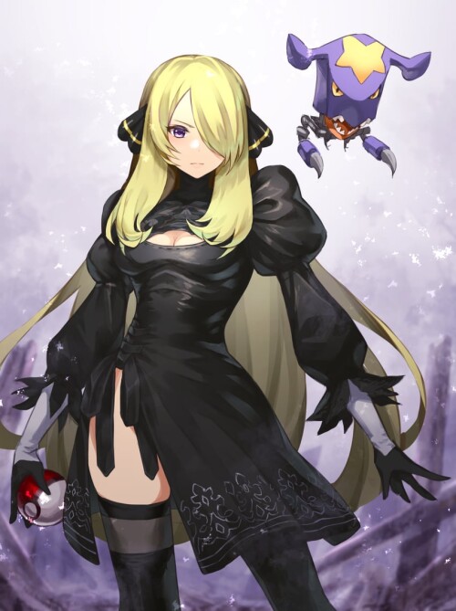  yorha no 2 type b cynthia pod and garchomp pokemon and 4 more drawn by danryoku ucrh3525 sample 3aa