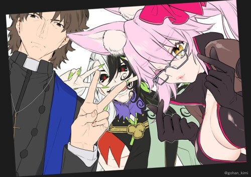  tamamo kotomine kirei ashiya douman koyanskaya koyanskaya and 1 more fate and 1 more drawn by otama