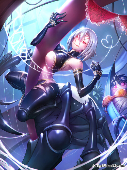  rachnera arachnera and kurusu kimihito monster musume no iru nichijou drawn by richard suwono sampl