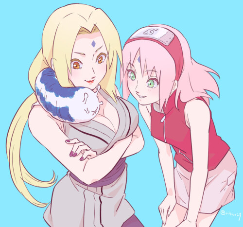  haruno sakura tsunade and katsuyu naruto and 2 more drawn by risuo fd49b401fa162a4b167e94362a0452dd