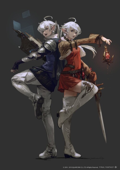  red mage alisaie leveilleur alphinaud leveilleur and arcanist final fantasy and 1 more drawn by mog