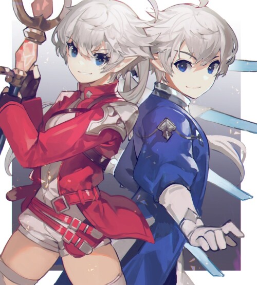  red mage alisaie leveilleur alphinaud leveilleur and sage final fantasy and 1 more drawn by akizone