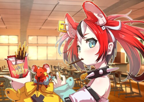  hakos baelz and mr squeaks hololive and 1 more drawn by mitsuru pixiv 34028718 sample a670645a6bf3d