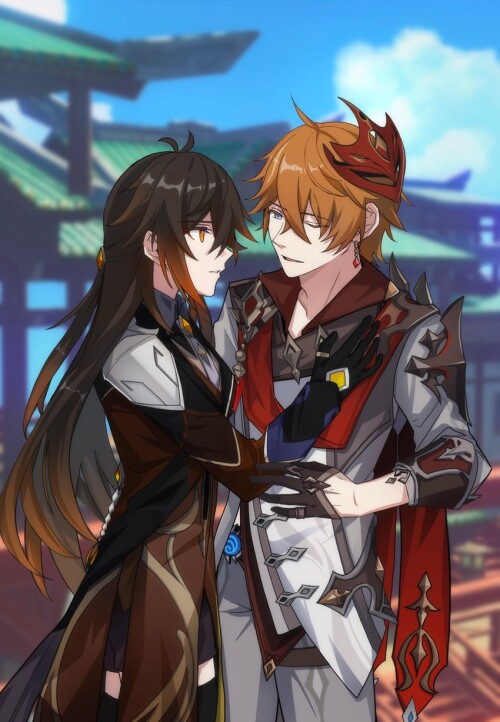  zhongli and tartaglia genshin impact drawn by piepiero3 sample f4cdf315eaae6969426878162ad0770f