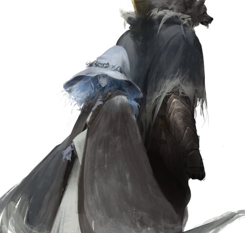  ranni the witch and blaidd the half wolf elden ring drawn by dokshuri sample e8fd8af466a04c9a7bde21
