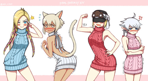  y shtola rhul alisaie leveilleur minfilia warde and yda hext final fantasy and 1 more drawn by hjz 