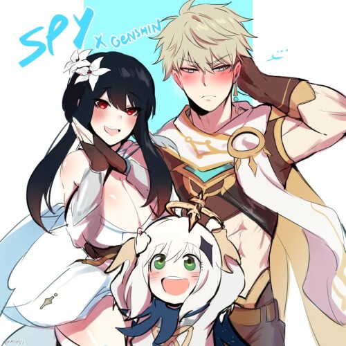  lumine yor briar aether paimon anya and 1 more genshin impact and 1 more drawn by kurenaiz1 sample 