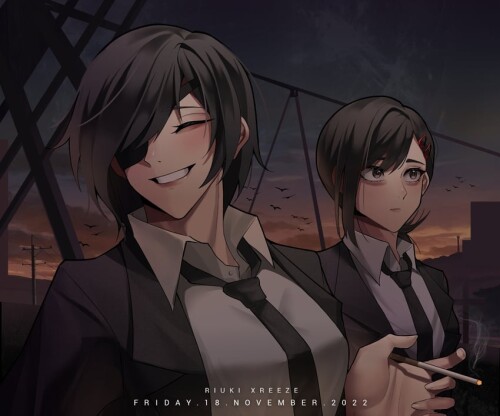  higashiyama kobeni and himeno chainsaw man drawn by riukixz sample ecc66f0cf411de50fccf1b4706afce61