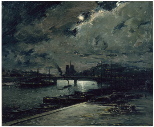 Frank Boggs~Quai a la Seinie, Paris, au Clair de Lune