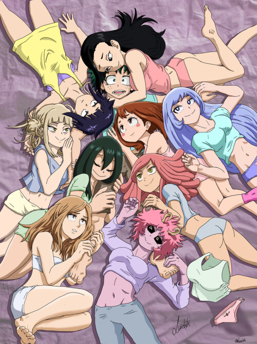 midoriya izuku uraraka ochako toga himiko asui tsuyu yaoyorozu momo and 6 more boku no hero academi