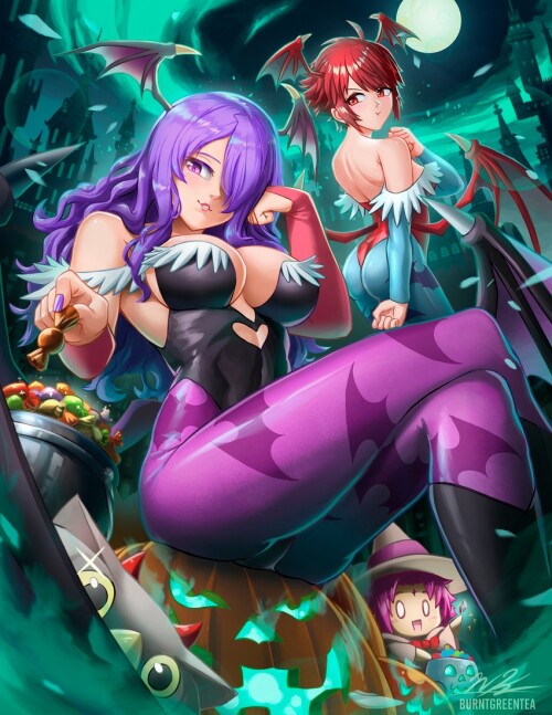  morrigan aensland lilith aensland camilla hinoka and fae fire emblem and 4 more drawn by burnt gree