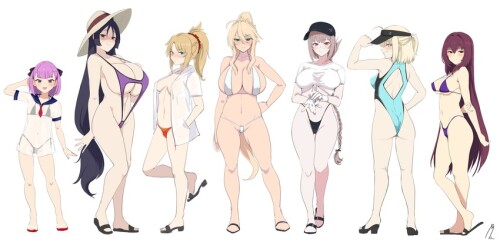  artoria pendragon scathach okita souji mordred minamoto no raikou and 5 more fate and 1 more drawn 