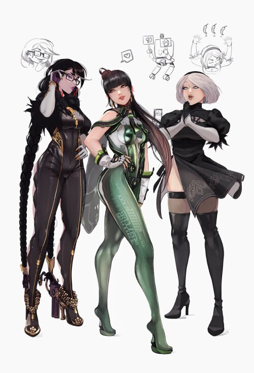  2b bayonetta pod and eve nier and 4 more drawn by ifragmentix sample ac9cc727776260b50cc9ab2cff2238