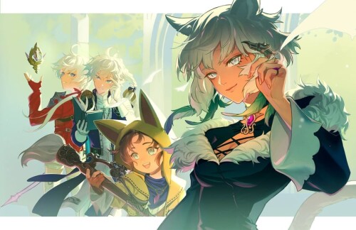  y shtola rhul alisaie leveilleur alphinaud leveilleur and krile baldesion final fantasy and 1 more 