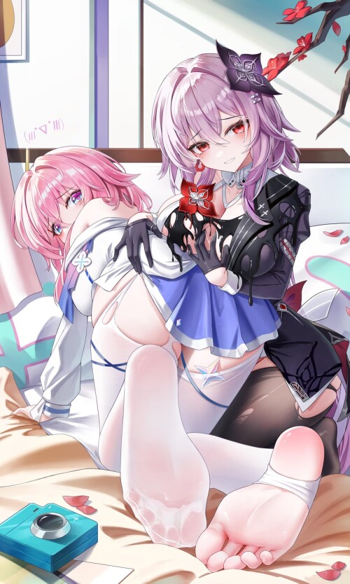  march 7th and evernight honkai and 1 more drawn by jndfh sample f5de2705db00bd48a187f349b5b809c1