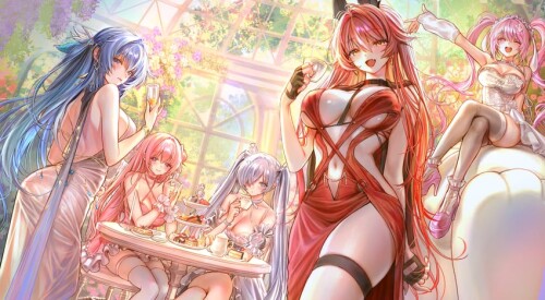  red hood dorothy cinderella helm and alice goddess of victory nikke drawn by nyaminyamimmm sample e
