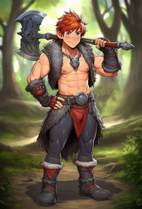 HD fantasy art style, full body male halfling barbarian (3 feet 6 inches tall) s s 1230131598