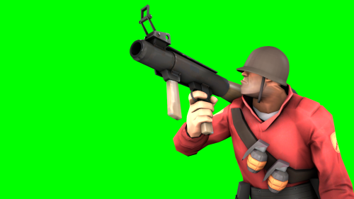 soldier looking at rocket launcher