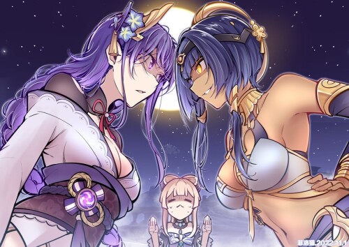  raiden shogun sangonomiya kokomi and candace genshin impact drawn by fei luo mao sample a403a0666d6
