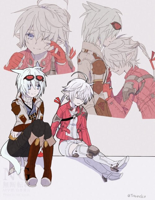  warrior of light and alisaie leveilleur original and 2 more drawn by marukunaritaineko3 sample 1052