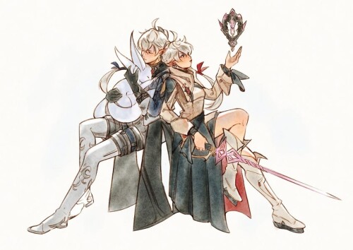 alisaie leveilleur alphinaud leveilleur and carbuncle final fantasy and 1 more drawn by mmariesr sa