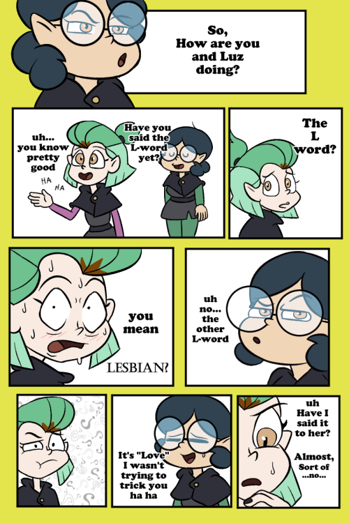 Willow asking Amity if she as said the L word to Luz yet Request